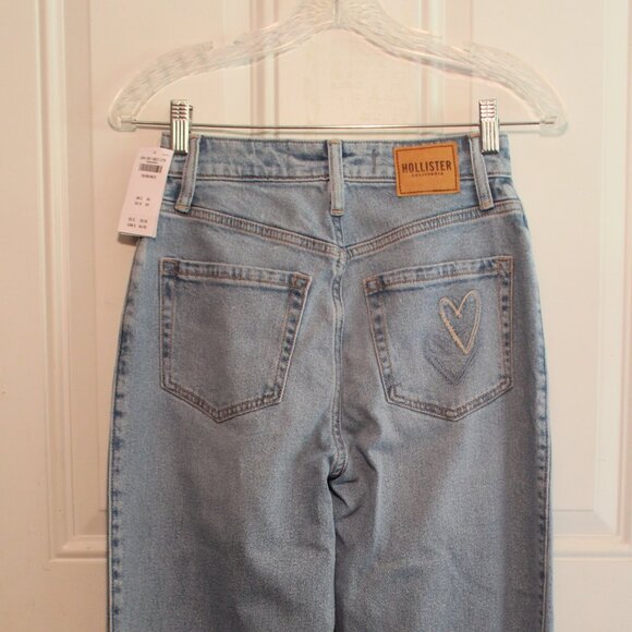 Hollister Jeans Women size W25 Inseam 31 1/2 Ultra High-Rise Dad Blue Loose Fit - Picture 6 of 7